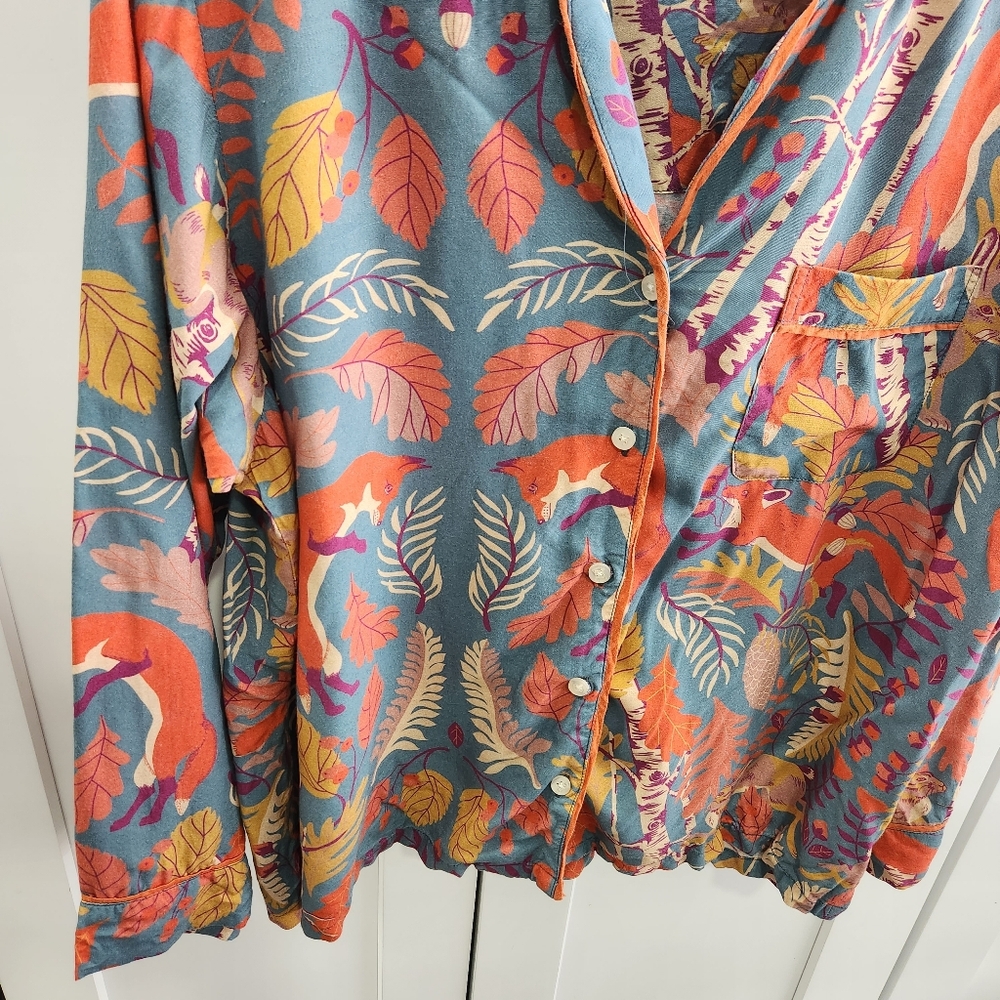 Powder Pajama Top Woodland Forest Print Women's Size Medium Modal - Picture 3 of 8